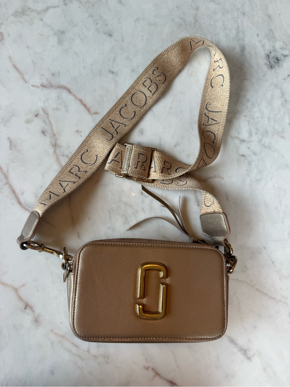 Marc Jacobs Gold Snapshot Crossbody Bag